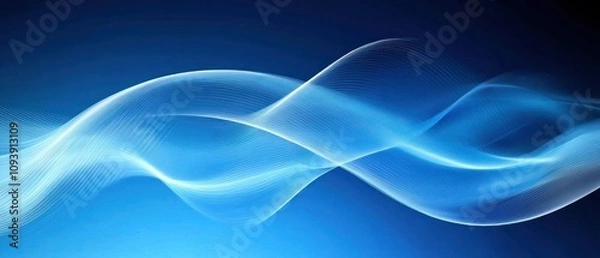 Obraz Abstract blue wave design with smooth curves and gradients.