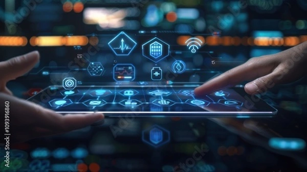 Fototapeta Digital Healthcare Interface On Tablet