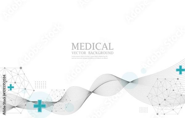 Obraz Abstract vector medical white background.smooth line.futuristic.medical wallpaper