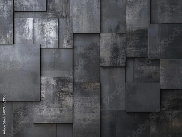 Obraz Artistic Composition of Metallic Silver and Matte Black Panels Interior Design Modern Aesthetic Contemporary Space Abstract Viewpoint