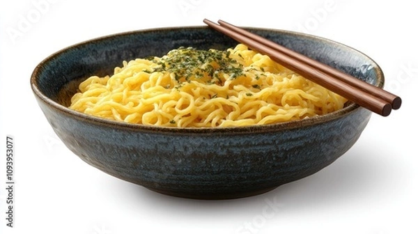 Obraz Bowl of instant noodles with chopsticks.