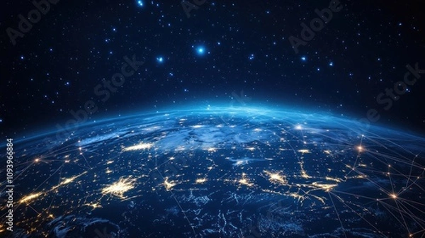 Obraz Global Network Connections at Night