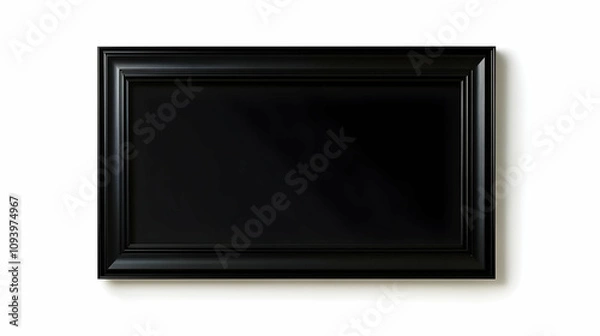 Fototapeta A Black Rectangular Frame with Thick Molding, Isolated on White Background for Mockup or Template
