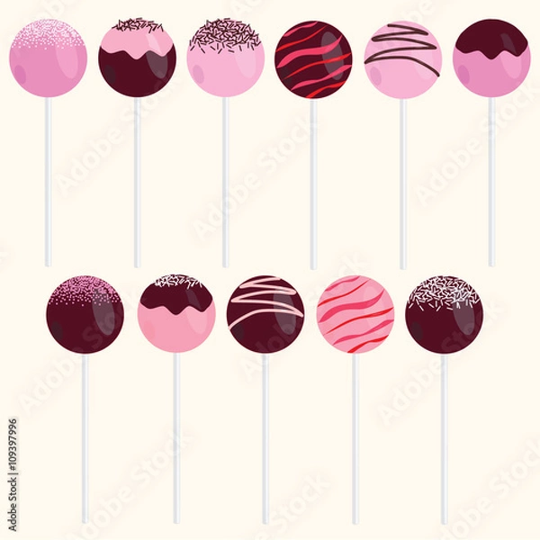 Fototapeta Cake Pops Vector Illustrations Set
