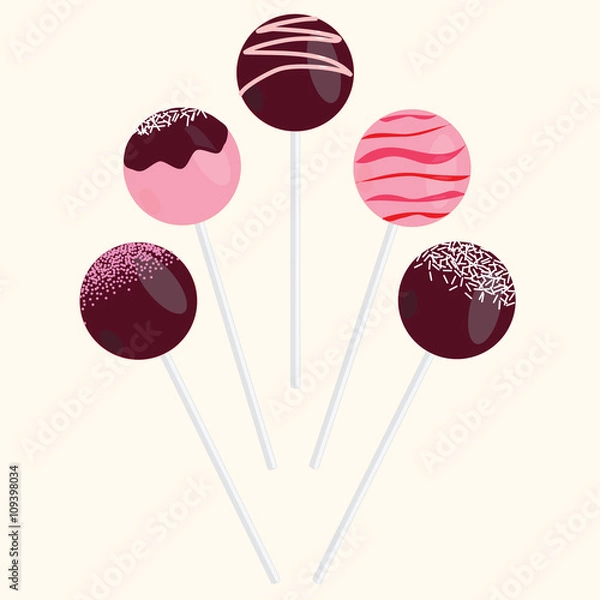 Fototapeta Cake Pops Vector Illustrations Set