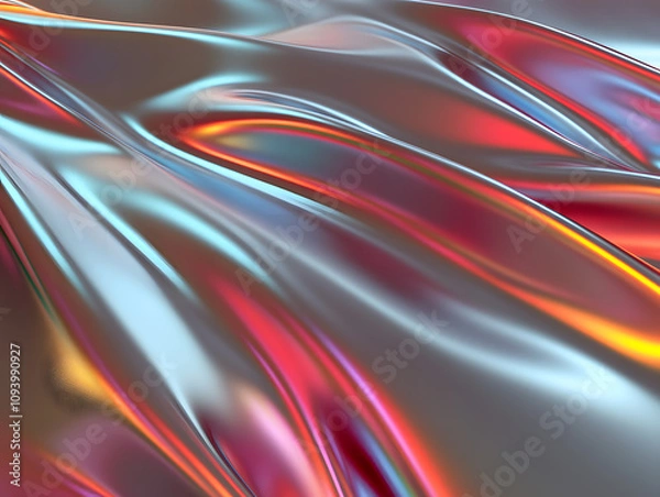 Fototapeta Holographic Background. Iridescent Fabric with Holographic Texture, Vibrant Abstract Background.