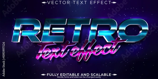 Fototapeta Vintage 80s text effect, editable retro future and cyber space text style