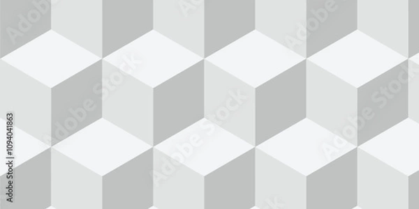 Obraz Structure white block box cube seamless pattern grid vintage surface triangle web monochrome square texture white background.