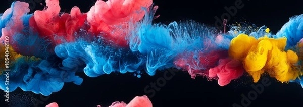 Fototapeta Vibrant Multicolored Smoke Explosion Effect with Flowing Digital Paint Splash