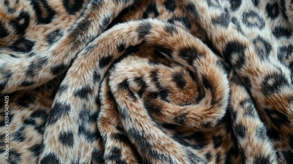 Fototapeta Stunning Faux Leopard Print Fur Fabric Texture
