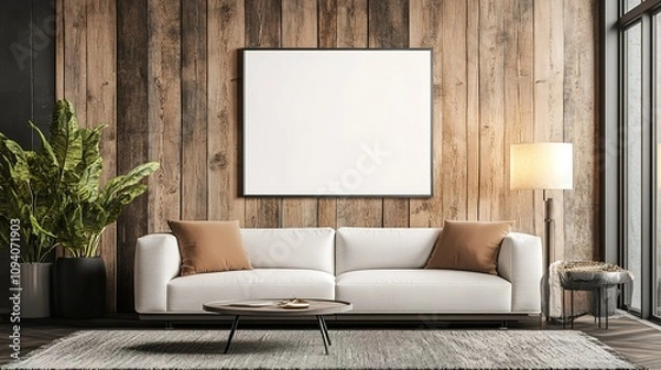 Obraz A white couch sits in front of a blank wall