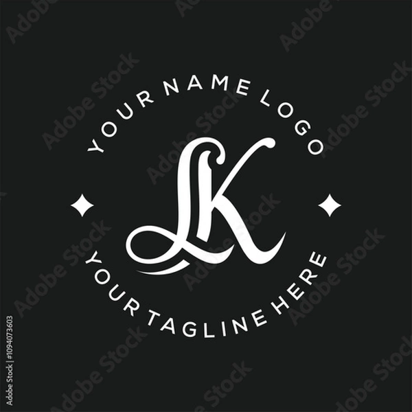 Fototapeta Initial letter JK LK luxury logo design, serif font graphic vector icon concept