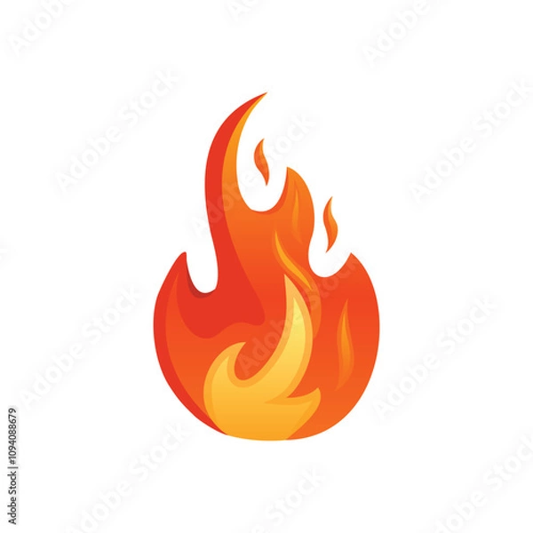 Obraz Fire flame vector illustration. High quality fire emoticon isolated on white background