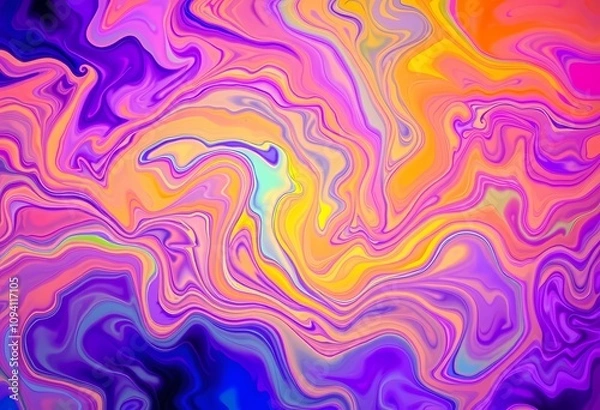 Fototapeta Vibrant Abstract Fluid Art - Colorful Swirl Pattern for Modern Interiors