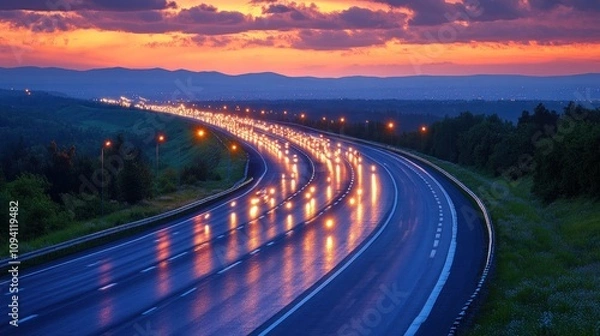 Fototapeta Highway at Sunset