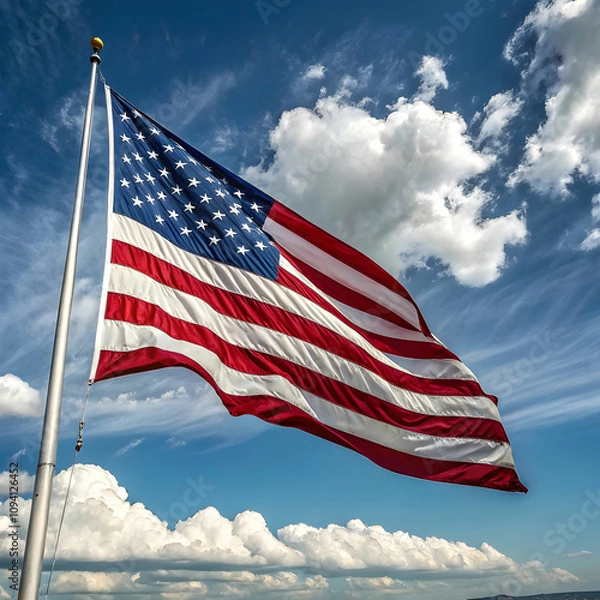 Obraz The United States flag, known as the Stars and Stripes, features 13 stripes and 50 stars.