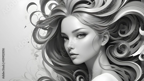 Fototapeta portrait of a girl in black and white 