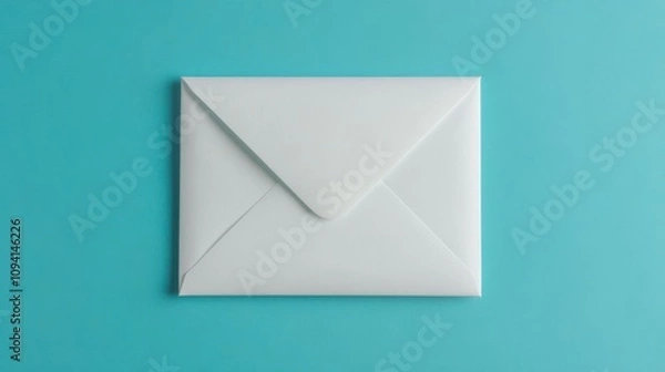 Obraz The white envelope rests on a bright blue surface, creating a striking contrast that enhances its clean and classic design