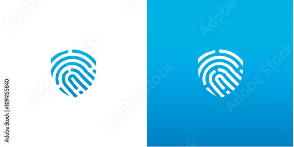 Obraz shield fingerprint logo ,template vector illustration icon symbol