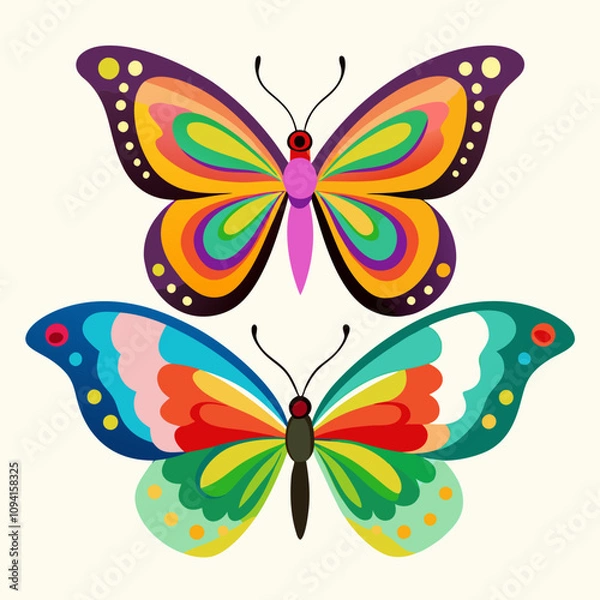 Fototapeta set of butterflies collections illustrations vector art isolated white background