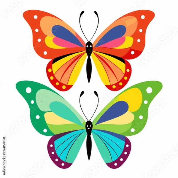 Fototapeta set of butterflies collections illustrations vector art isolated white background