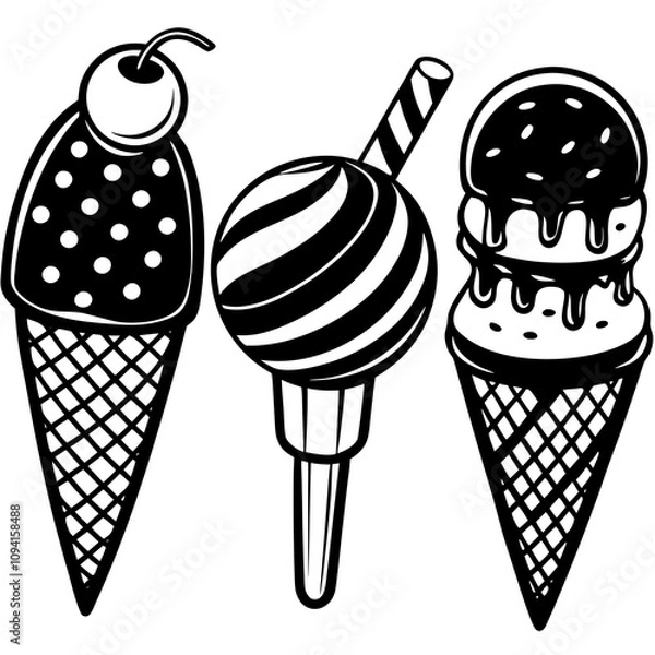 Fototapeta set of ice-cream collections illustrations vector art isolated white background
