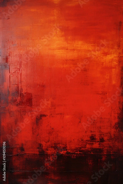Fototapeta Abstract dramatic painting in red, inspired by Rothko's style.