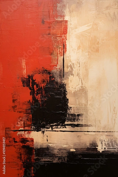 Fototapeta Abstract dramatic painting in red, inspired by Rothko's style.