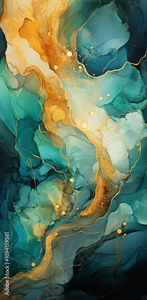 Fototapeta Abstract fractal pattern inspired by the drawing of the sea.