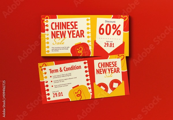 Fototapeta Red Scrapbooking Chinese New Year Voucher