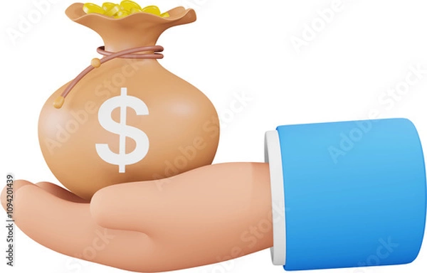 Obraz 동전주머니 3D 렌더링 손 제스처 그림