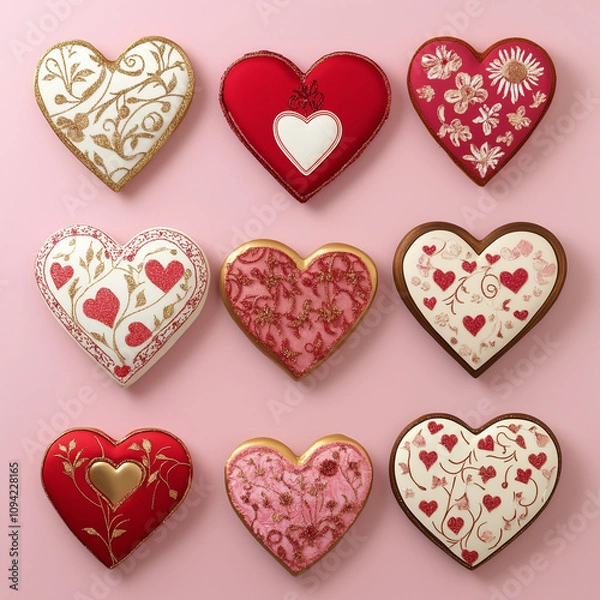 Fototapeta heart shaped cookies on a plate