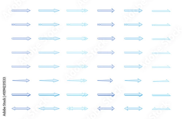 Fototapeta シンプルな矢印イラストセット／版ズレ／カラー／ブルー︎／青／水色
