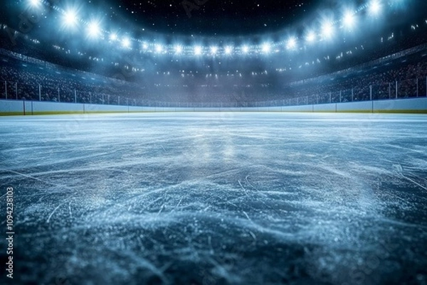Fototapeta Ice Rink Under Bright Lights Empty Arena