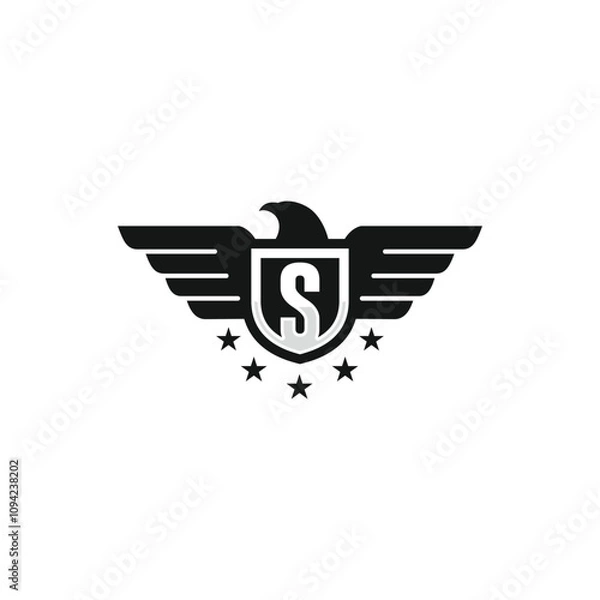 Obraz Initial S eagle shield logo template vector