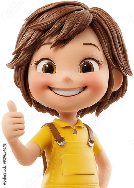 Fototapeta 3D Emoji Characters Giving a Thumbs-Up with Cheerful Smiles