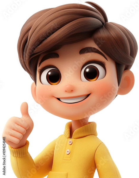 Fototapeta 3D Emoji Characters Giving a Thumbs-Up with Cheerful Smiles