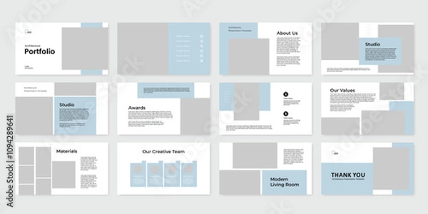 Fototapeta architecture interior Presentation slide design template, portfolio presentation template