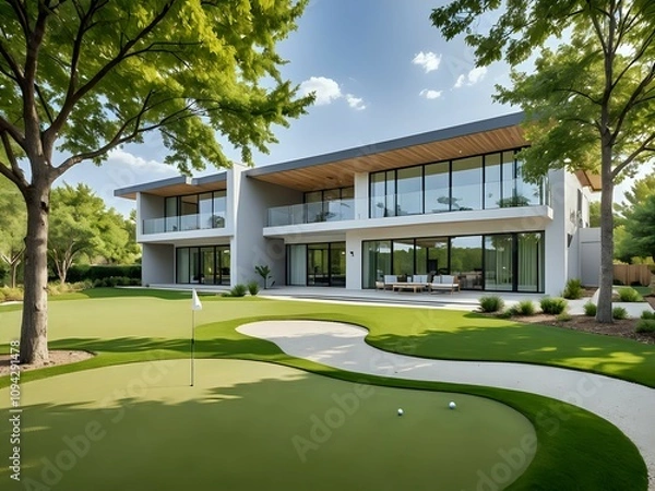 Obraz golf course in minimalist home yard