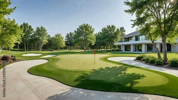 Obraz golf course in minimalist home yard