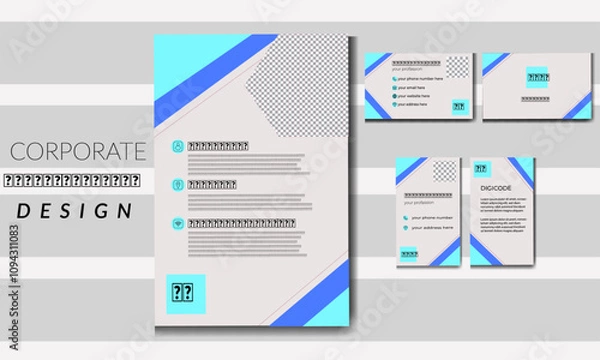 Fototapeta corporate brand identity and office stationary design for office and corporate uses for their clint ,mockup template of ID card, business card, and corporate resume for business men and clint .