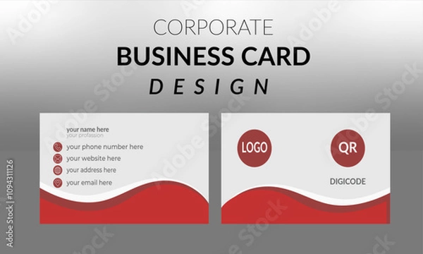Fototapeta creative, modern, and luxury business card template with white and red color for all people.