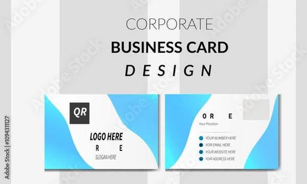 Fototapeta modern elegant red, white double sited business card template. minimal modern simple business card design .