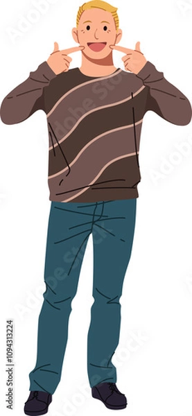 Obraz Playful cartoon man smiling and gesturing