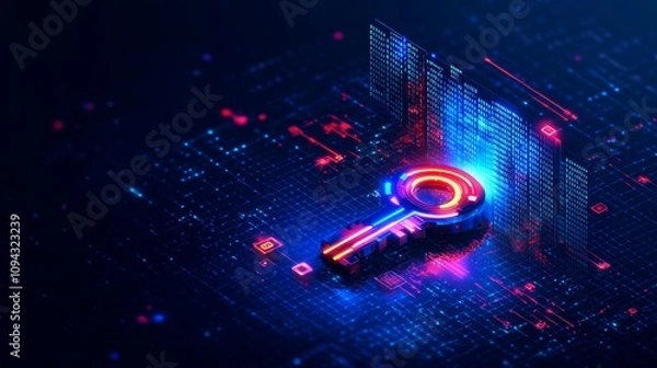 Fototapeta Post Quantum Cryptography Key Distribution Security Illustration