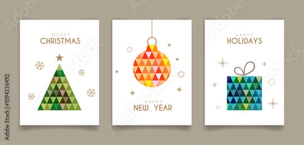 Fototapeta Christmas Greeting Card Set. Vector illustration.