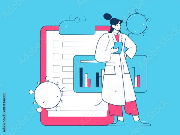 Obraz Doctor examines patient flat vector concept operation hand drawn illustration
