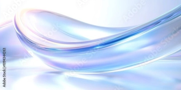 Obraz Abstract Digital Art Fluid Curves Blue White Minimalist Design