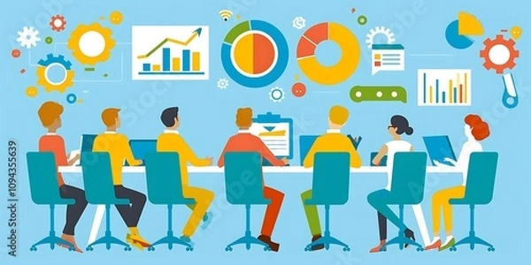 Obraz Young business teamwork working with business report document on office desk.Brainstorming Business People Design Planning,Brainstorming Planning Partnership.