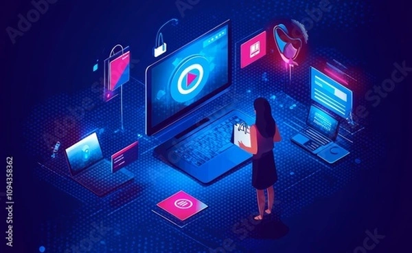 Obraz Online Shopping Engagement and Targeting Concept 3D Illustration